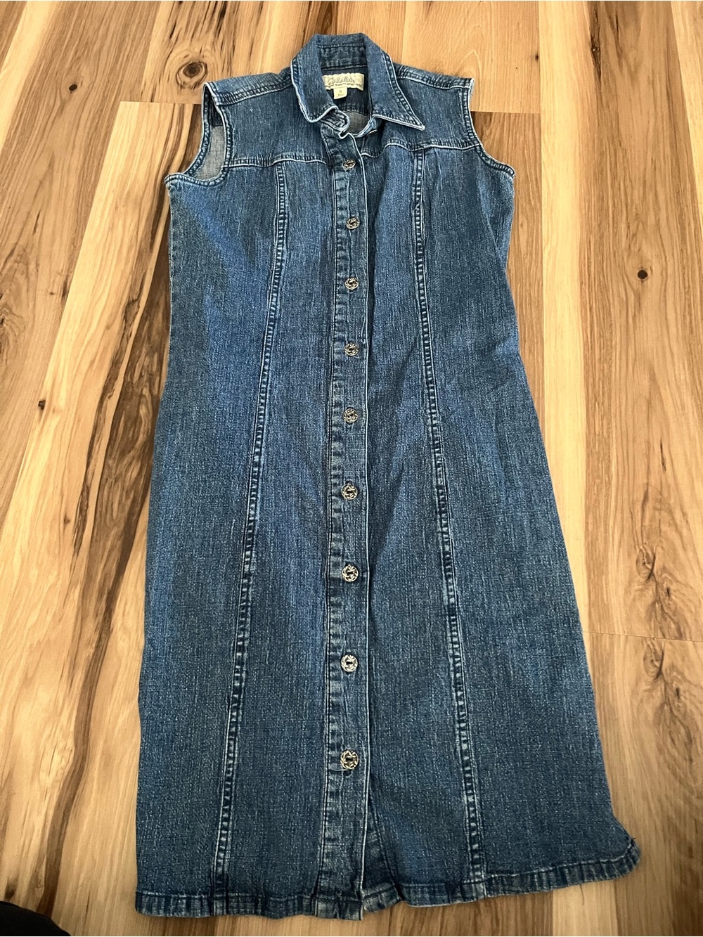 Cabelas Womens Blue Denim Sleeveless Button Down Dress 6 y2k jumper style - Picture 1 of 4